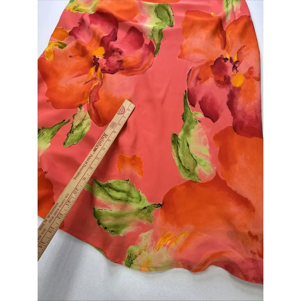 Vintage Carole Little Size 16 Watercolor Floral Maxi Skirt Rayon Made USA